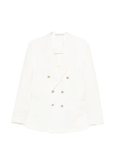 Eleventy Double-breasted Suit In White