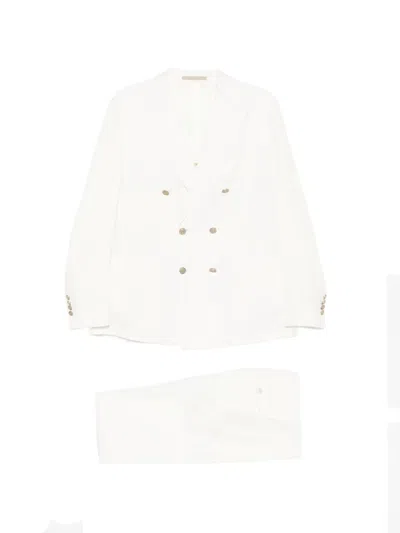 Eleventy Double-breasted Suit In White