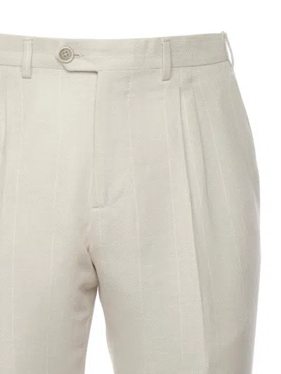 Eleventy Double-breasted Suit With Pleats In Neutral