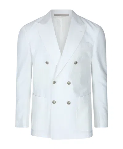 Eleventy Double Breasted Blazer In White