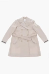 Eleventy Double Breasted Trench With Fringed Cuffs