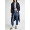 Eleventy Double Breasted Virgin Wool Longline Coat In Blue