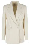 Eleventy Double-breasted Wool Blazer With Classic Lapel In White