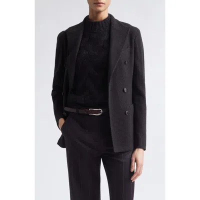 Eleventy Double Breasted Wool Blend Jacket In Black