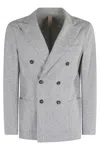 Eleventy Double-breasted Wool-blend Jacket In Gray