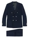 Eleventy Double-breasted Wool-blend Suit In Blue