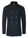 Eleventy Double-breasted Wool Coat In Blue