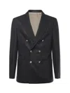 Eleventy Double-breasted Wool Jacket In Black