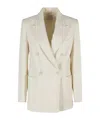 Eleventy Double-breasted Wool Blazer With Classic Lapel In White