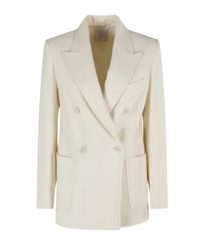 Eleventy Double-breasted Blazer In White