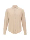 Eleventy Double-button Collar Shirt In Brown