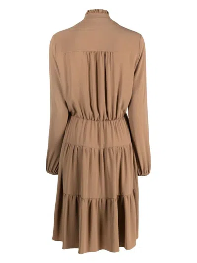 Eleventy Double Flouce Dress In Brown