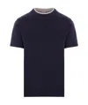 Eleventy Black Crewneck T-shirt With Layered Collar In Black