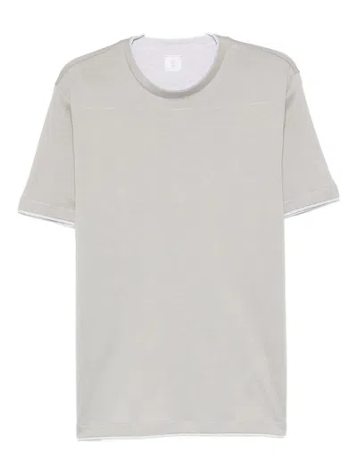 Eleventy Double-layered Cotton T-shirt In Gray