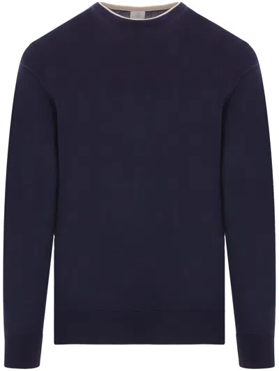 Eleventy Double-neck Sweater In Blue