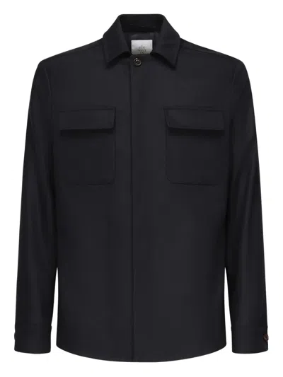Eleventy Double-pocket Shirt Jacket In Black