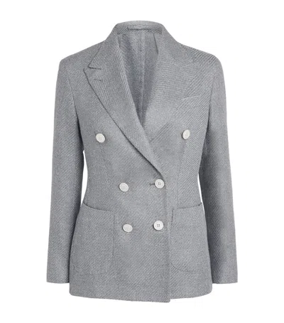 Eleventy Double-breasted Blazer In Gray