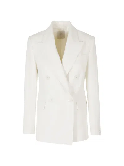 Eleventy Double-breasted Blazer In White