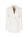 Eleventy Sand Double-breasted Peak Lapel Wool-blend Blazer In White
