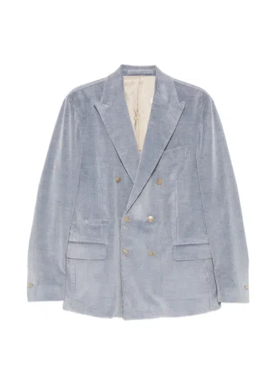 Eleventy Double-breasted Corduroy Blazer In Gray