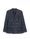Eleventy Double-breasted Jacket In Blue