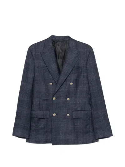 Eleventy Double-breasted Jacket In Blue