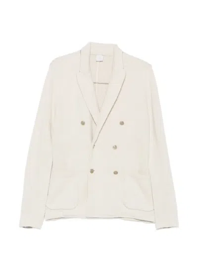 Eleventy Double-breasted Knitted Jacket In White
