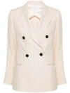 Eleventy Double-breasted Linen Blazer In Neutral