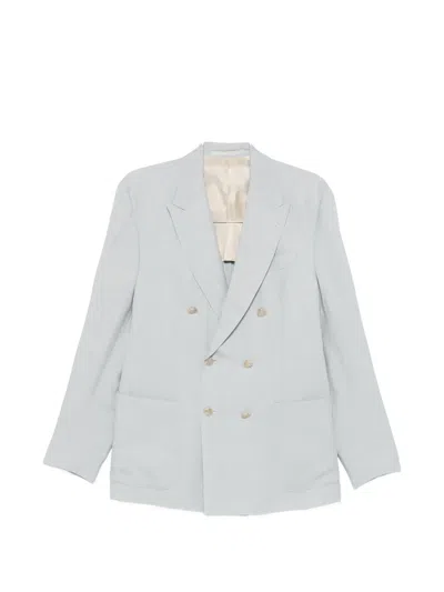 Eleventy Double-breasted Patch-pocket Jacket In Blue