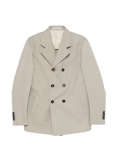 Eleventy Double-breasted Peacoat In Gray