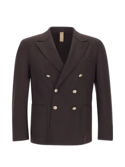 Eleventy Double-breasted Peak-lapel Blazer In Brown
