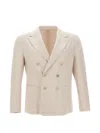 Eleventy Double-breasted Peak-lapel Blazer In White