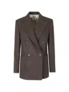 Eleventy Moro Double-breasted Peak Lapel Patch Pockets Wool Blazer In Brown