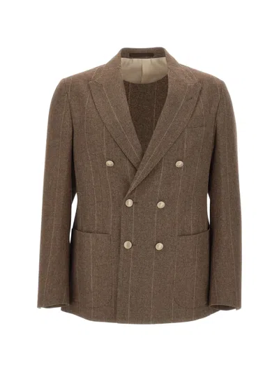 Eleventy Double-breasted Pinstripe Blazer In Blue