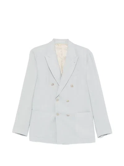 Eleventy Double-breasted Pocket Jacket In Blue