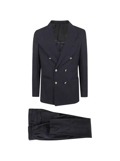 Eleventy Double-breasted Suit In Blue