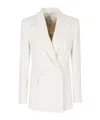 Eleventy Sand Double-breasted Peak Lapel Wool-blend Blazer In White