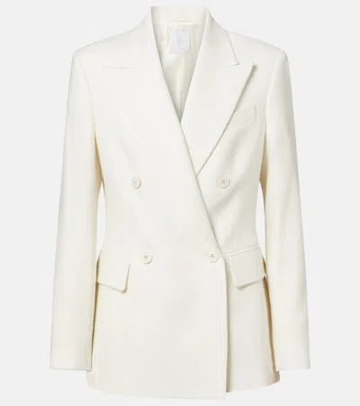 Eleventy Double-breasted Wool And Cashmere Blazer In White