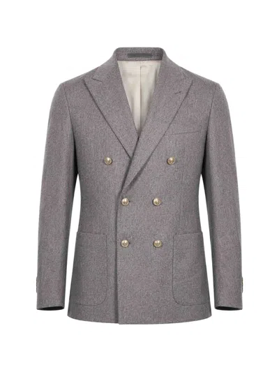 Eleventy Double-breasted Wool Suit In Gray