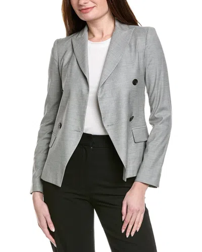 Eleventy Double-breasted Wool-blend Blazer In Gray