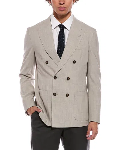 Eleventy Double-breasted Wool-blend Jacket In Neutral