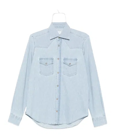 Eleventy Double-pocket Denim Shirt In Multi