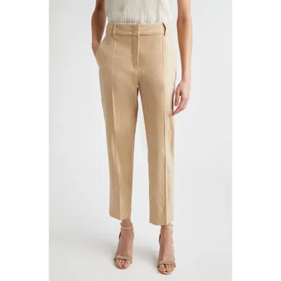 Eleventy Drago Linen & Wool Slub Twill Ankle Pants In Brown