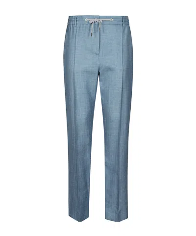 Eleventy Drawstring Casual Pants In Blue
