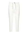 Eleventy Drawstring Cotton-blend Straight-leg Trousers In White
