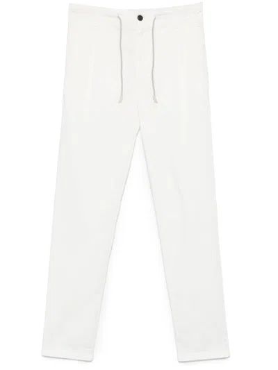 Eleventy Drawstring Cotton Trousers In White