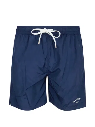 Eleventy Technical Fabric Swimwear With Sporty Drawstring And Contrasting Embroidery In Blue