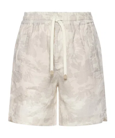 Eleventy Drawstring Floral Shorts In Neutral