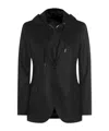Eleventy Wool Blend Flannel Blazer With Removable Hooded Bib In Black
