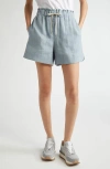 Eleventy Drawstring Linen Shorts In Dust